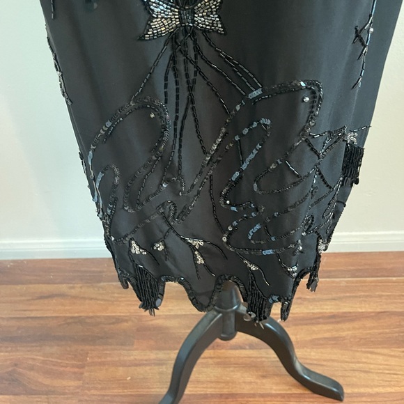 VTG Argenti Beaded 100% Silk Black Midi Dress - Picture 9 of 10